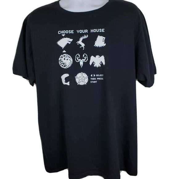 Game of Thrones Choose Your House 8 bit style graphics black t-shirt XL - Picture 1 of 4
